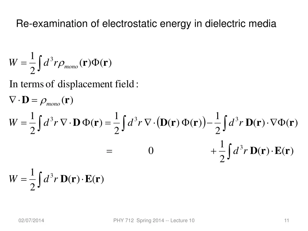 re examination of electrostatic energy