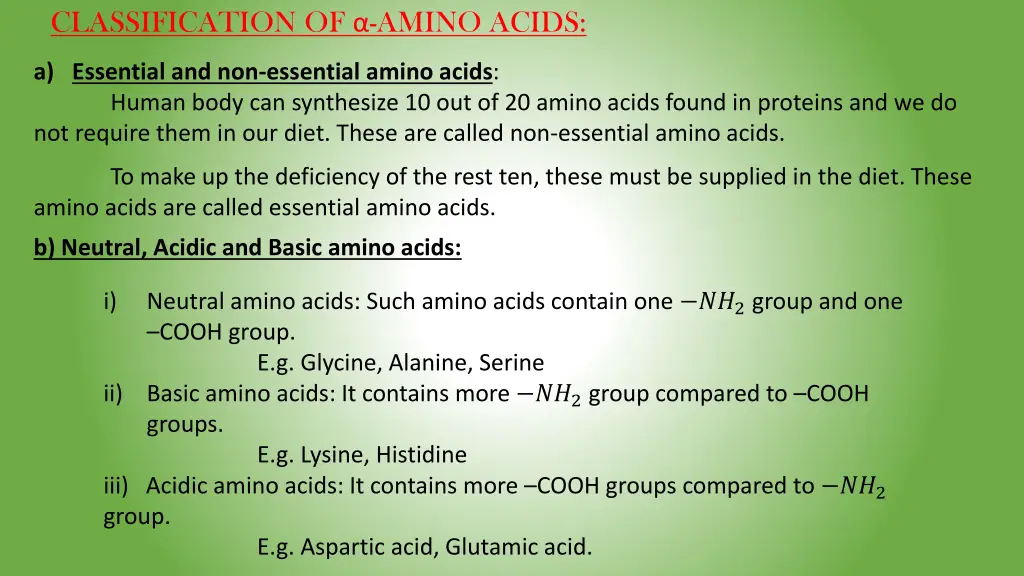 classification of amino acids