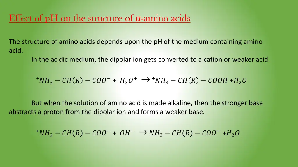 effect of ph on the structure of amino acids