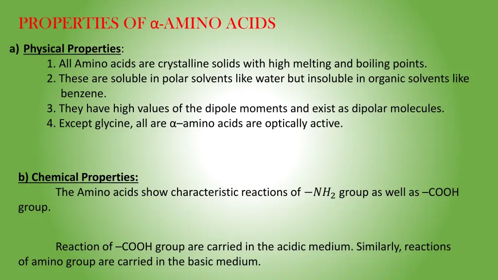 properties of amino acids