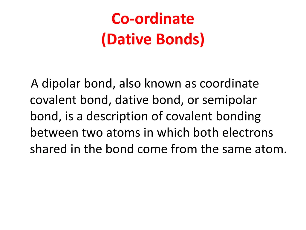 co ordinate dative bonds