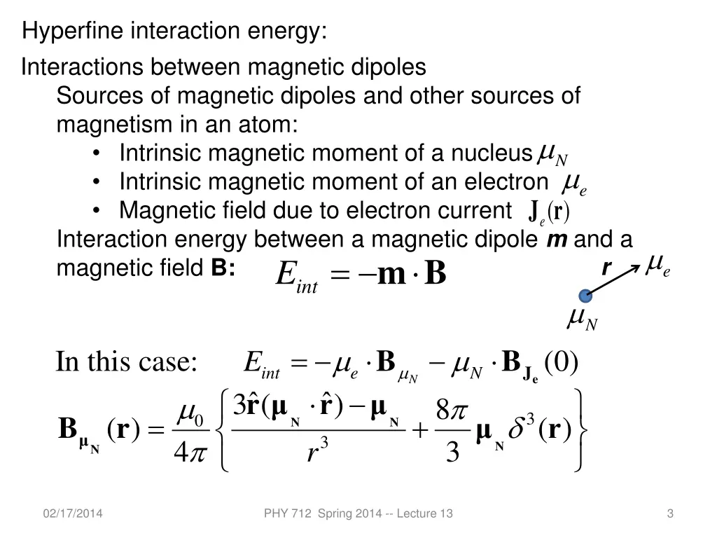 hyperfine interaction energy
