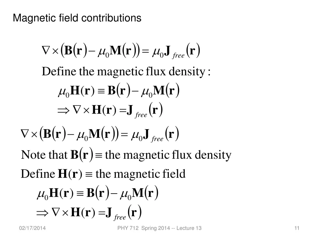 magnetic field contributions