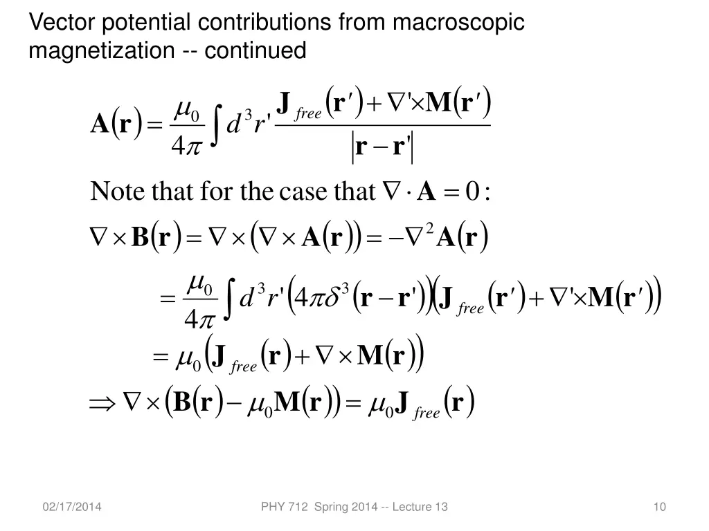 vector potential contributions from macroscopic 1
