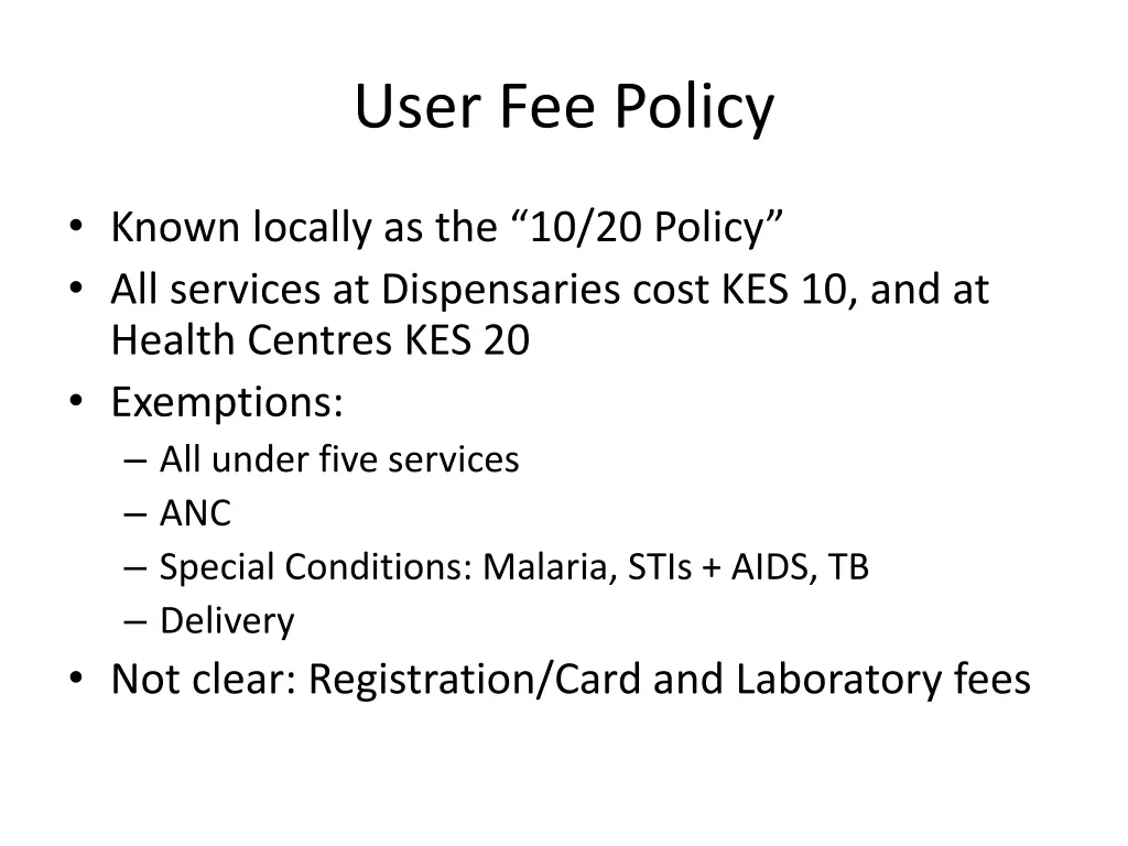 user fee policy