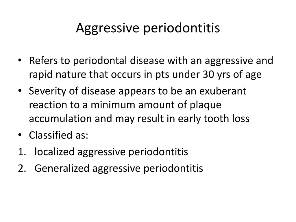aggressive periodontitis