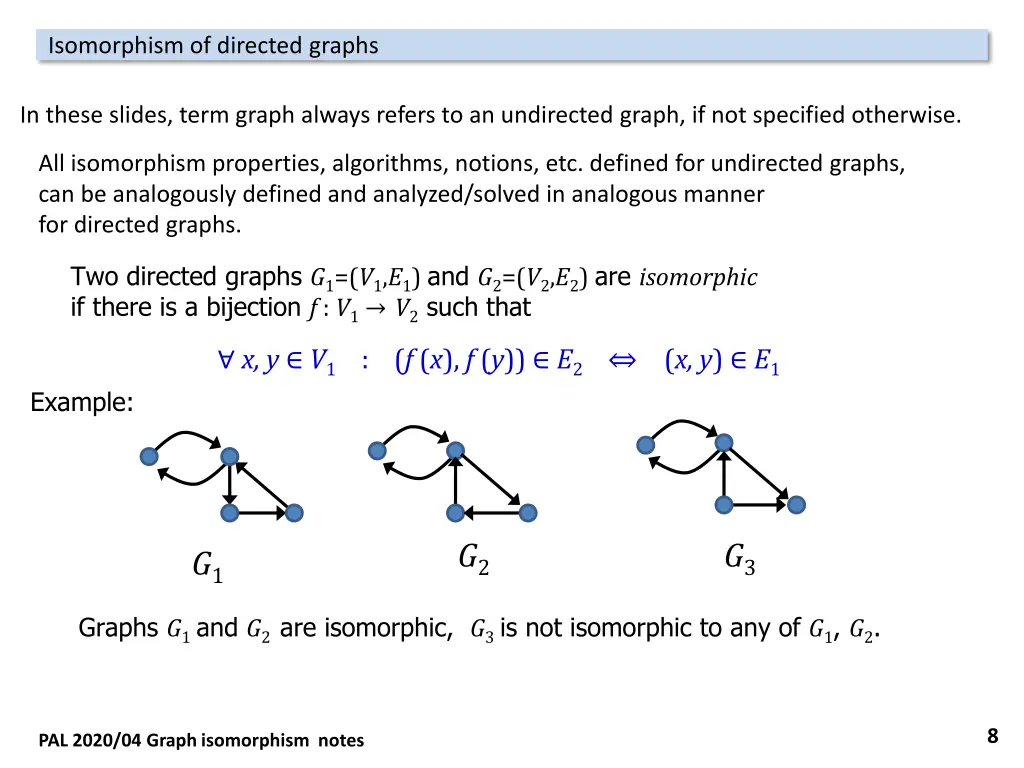 isomorphism of directed graphs