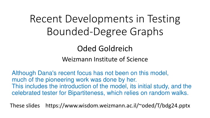 recent developments in testing bounded degree