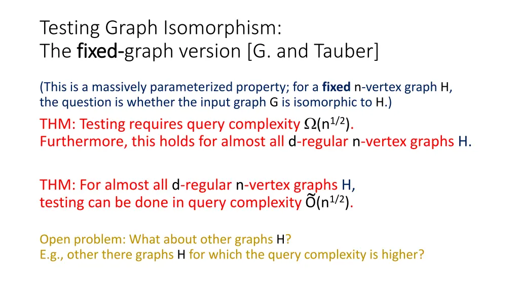 testing graph isomorphism the fixed fixed graph