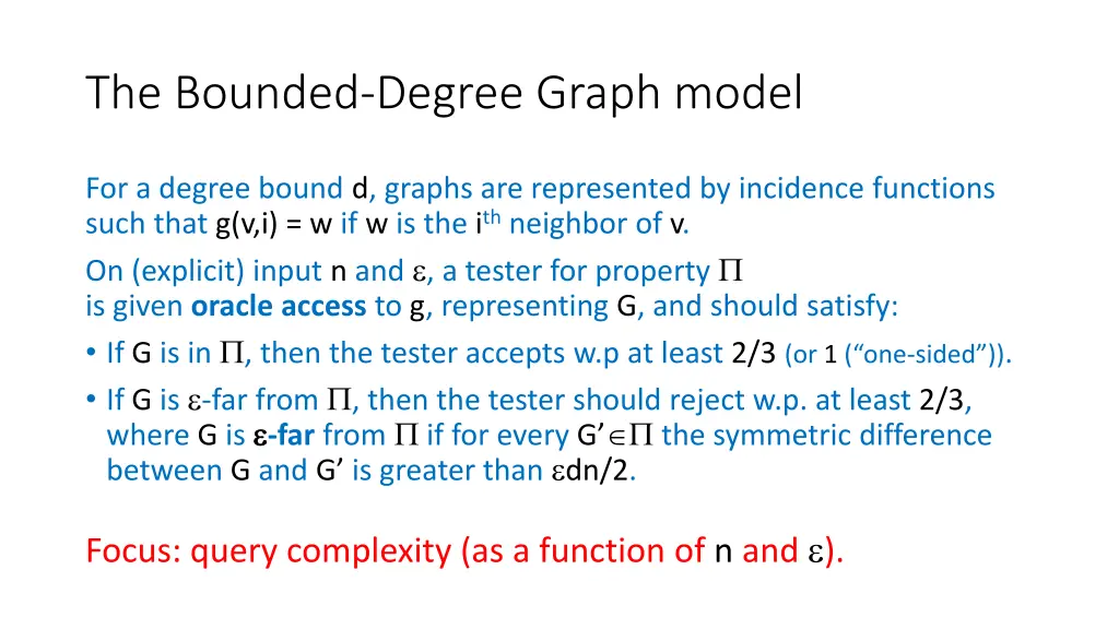 the bounded degree graph model