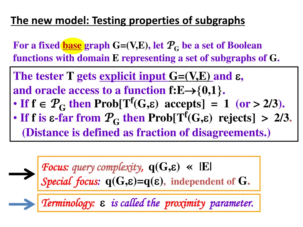 the new model testing properties of subgraphs