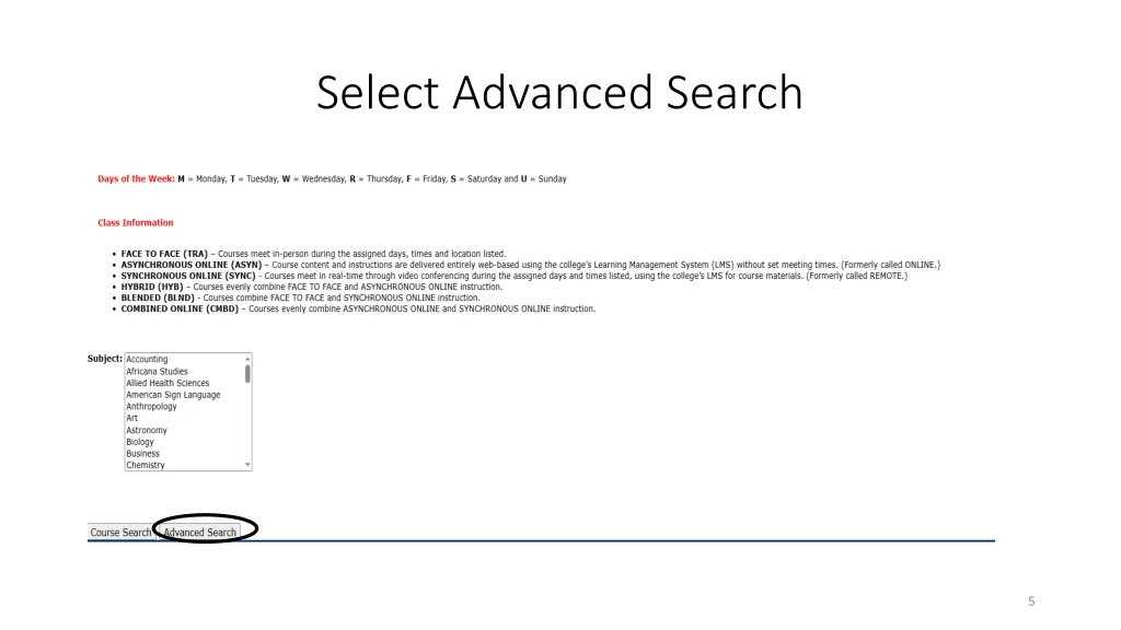 select advanced search