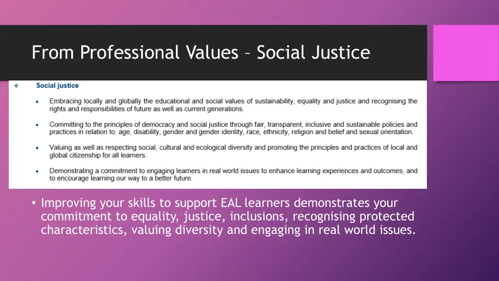 from professional values social justice