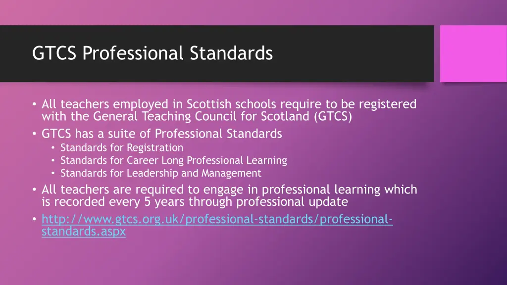gtcs professional standards