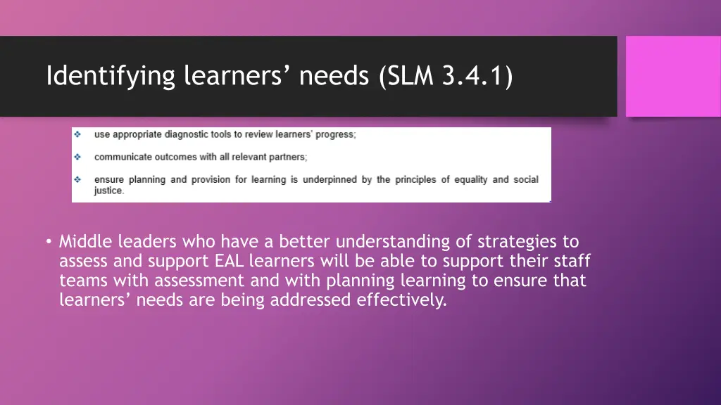 identifying learners needs slm 3 4 1