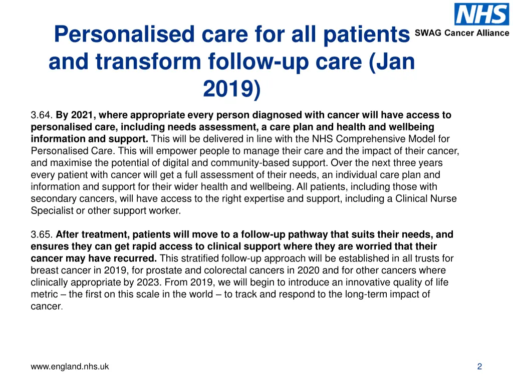 personalised care for all patients and transform