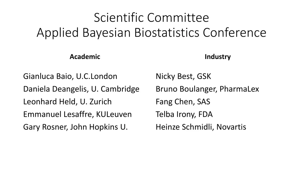 scientific committee applied bayesian
