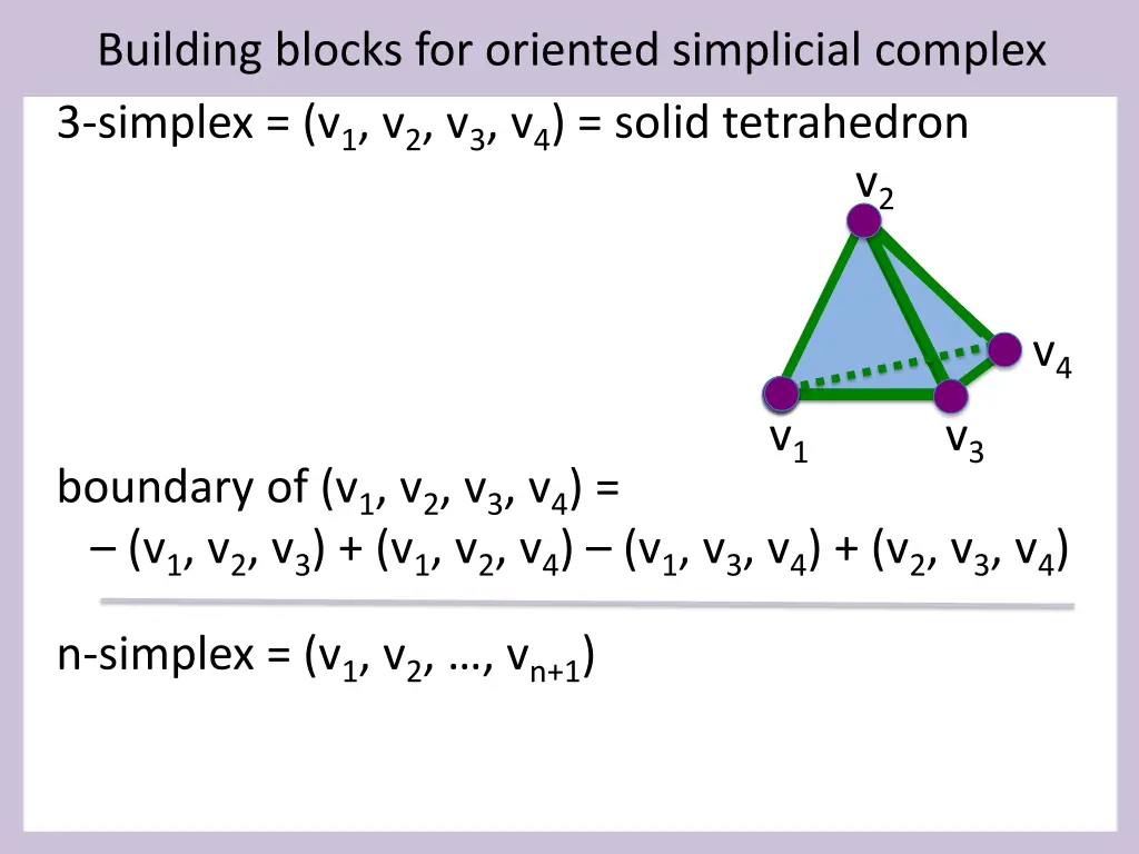 building blocks for oriented simplicial complex 4