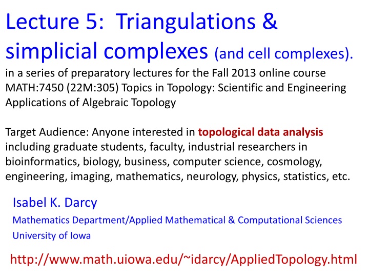 lecture 5 triangulations simplicial complexes