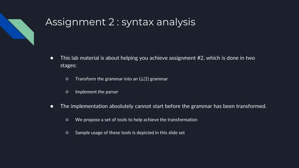 assignment 2 syntax analysis