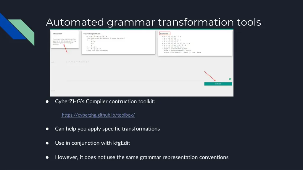 automated grammar transformation tools