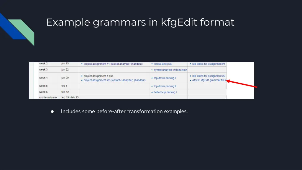 example grammars in kfgedit format