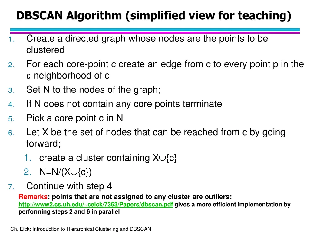 dbscan algorithm simplified view for teaching
