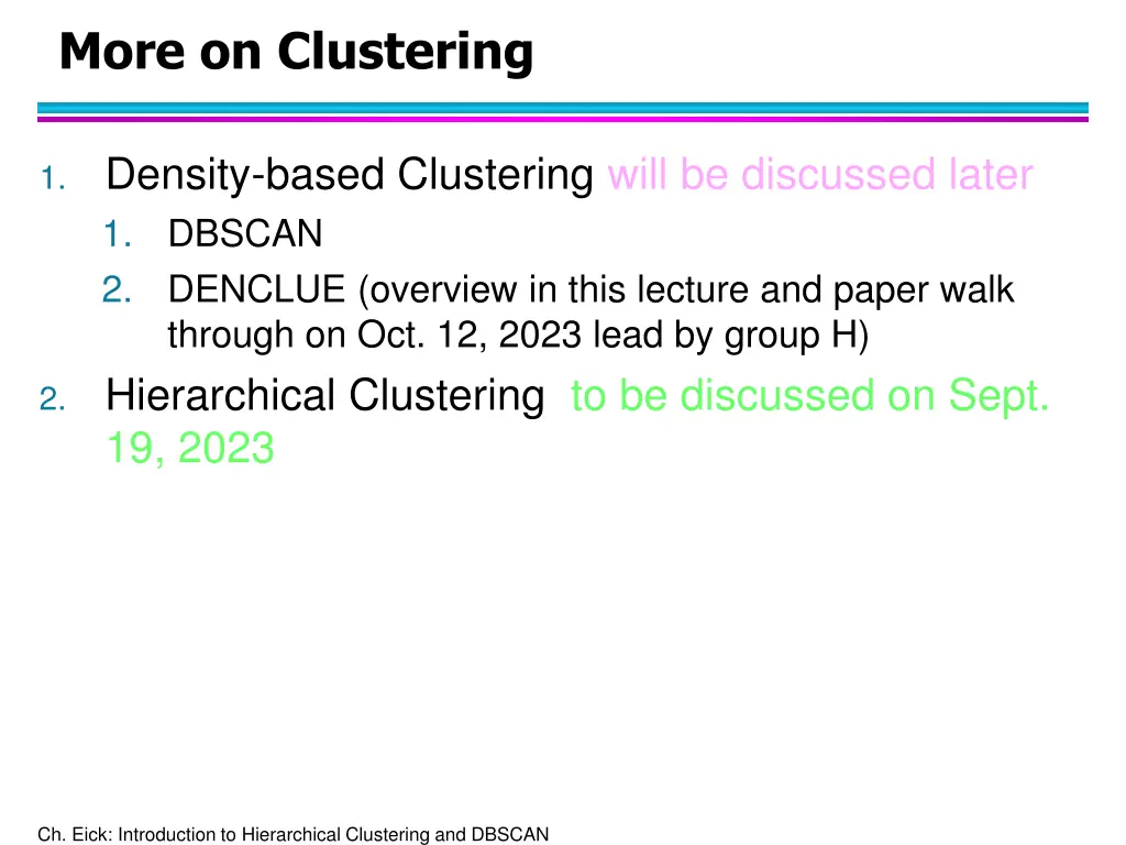 more on clustering