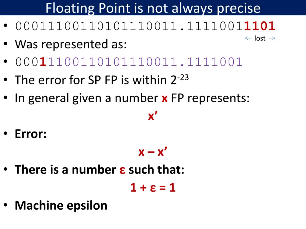 floating point is not always precise