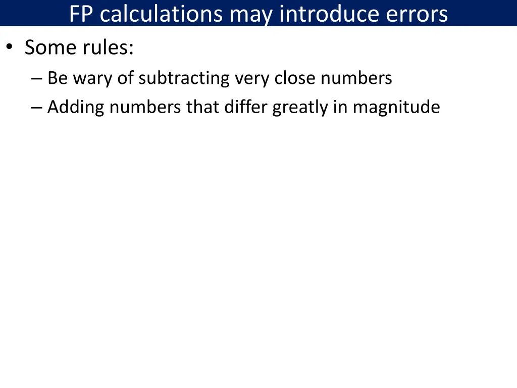 fp calculations may introduce errors some rules