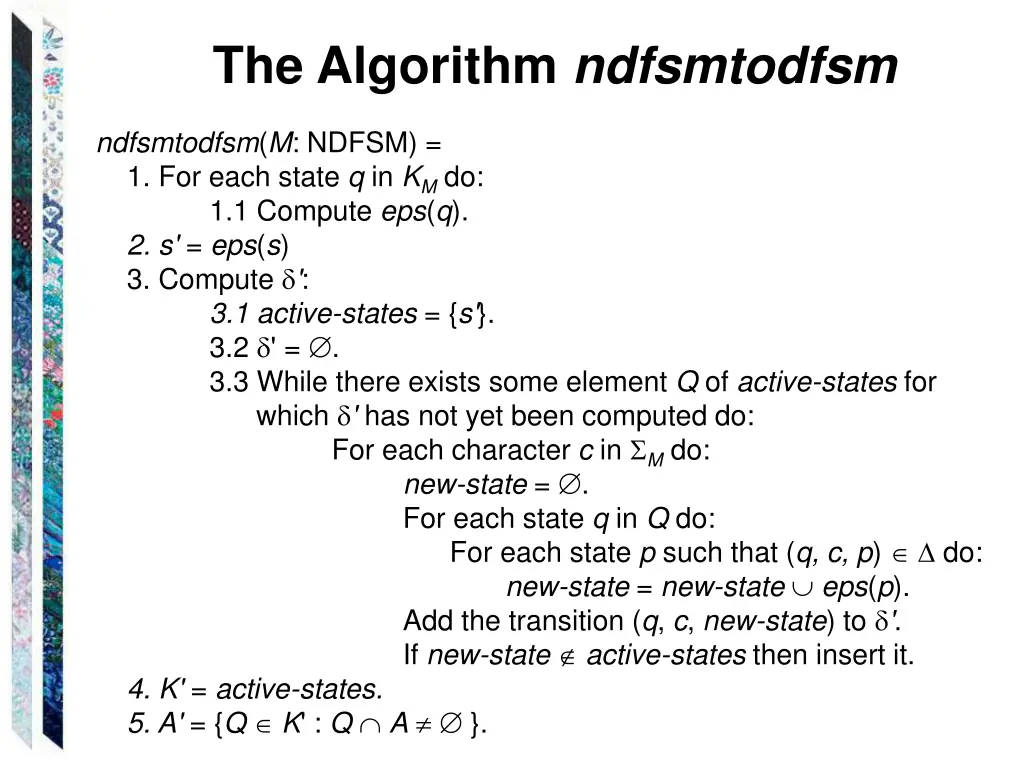 the algorithm ndfsmtodfsm