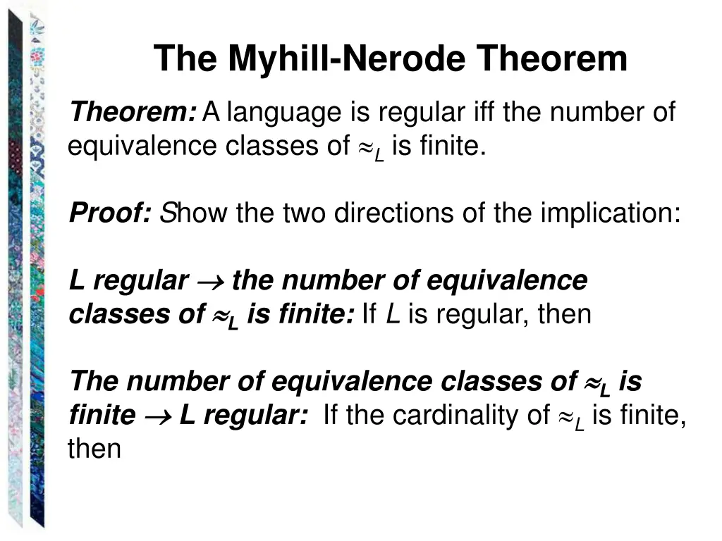 the myhill nerode theorem
