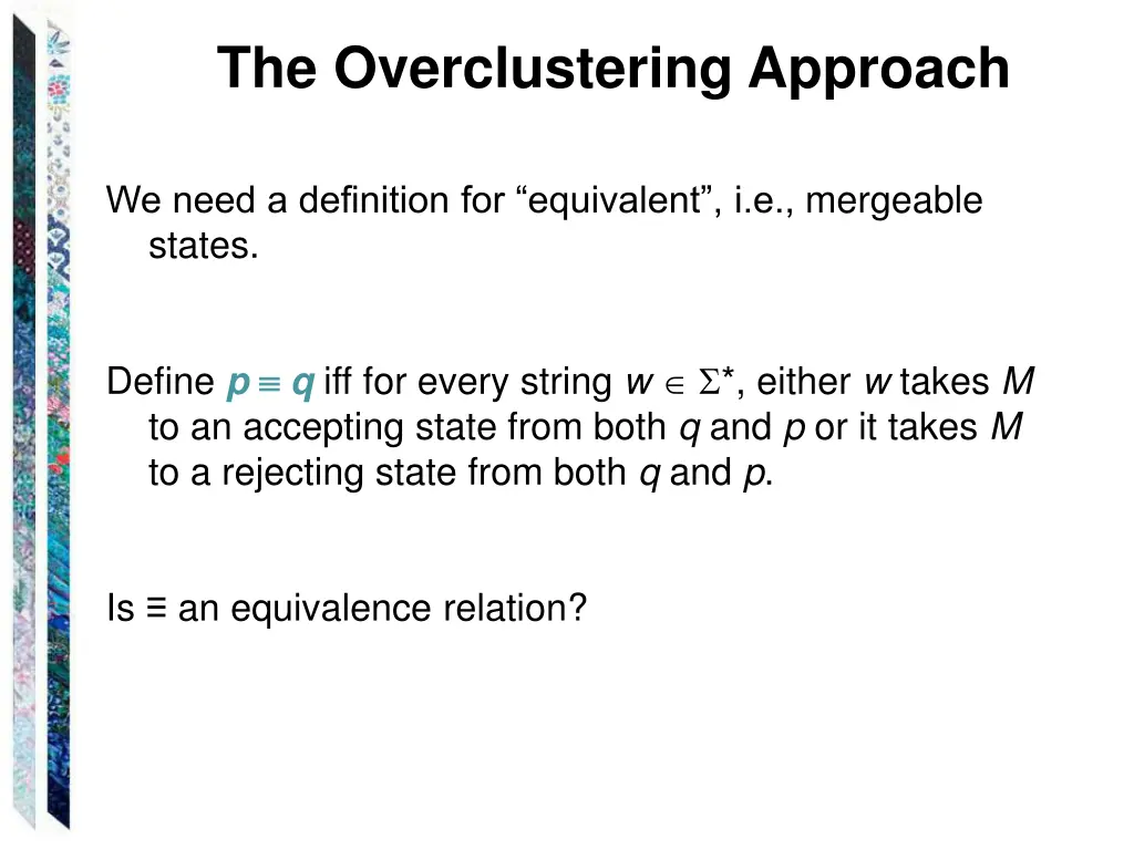 the overclustering approach