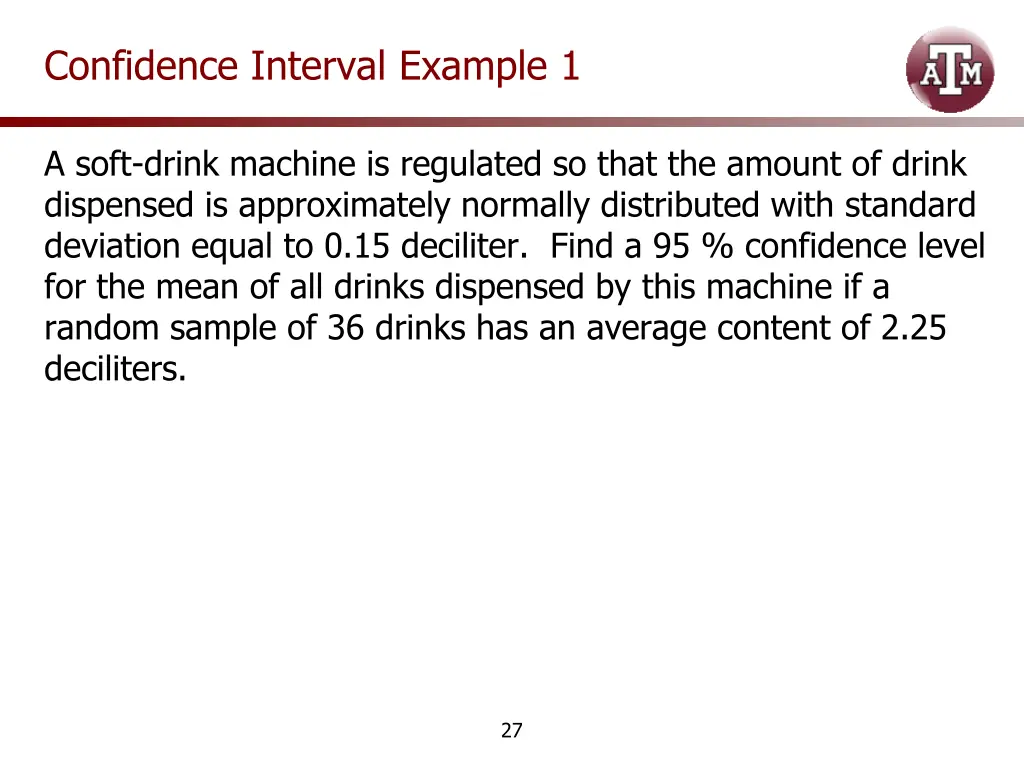 confidence interval example 1