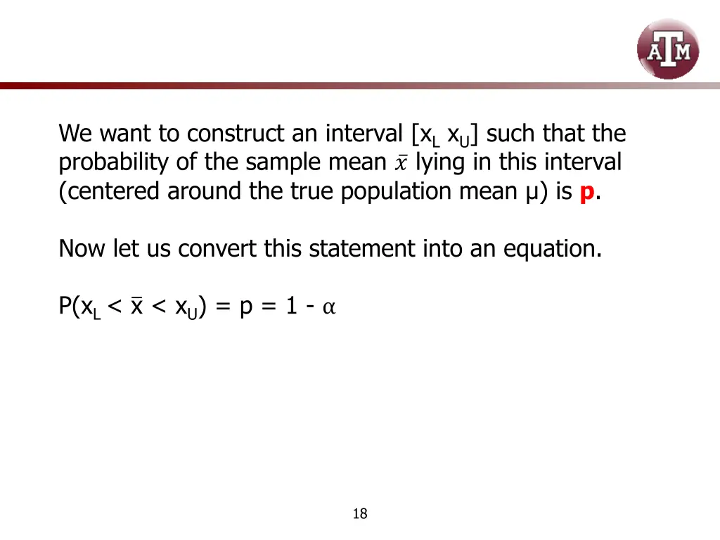 we want to construct an interval x l x u such