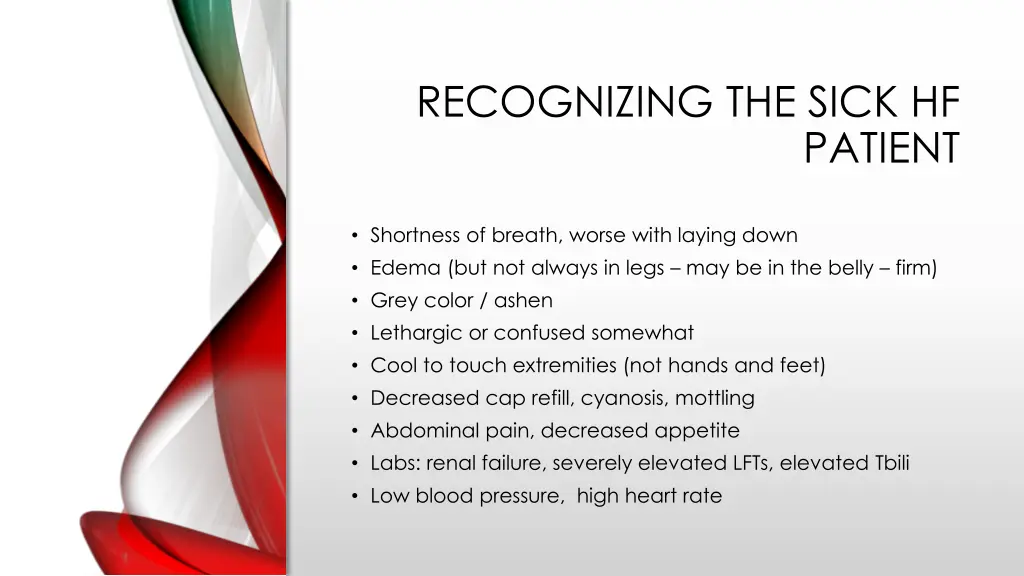 recognizing the sick hf