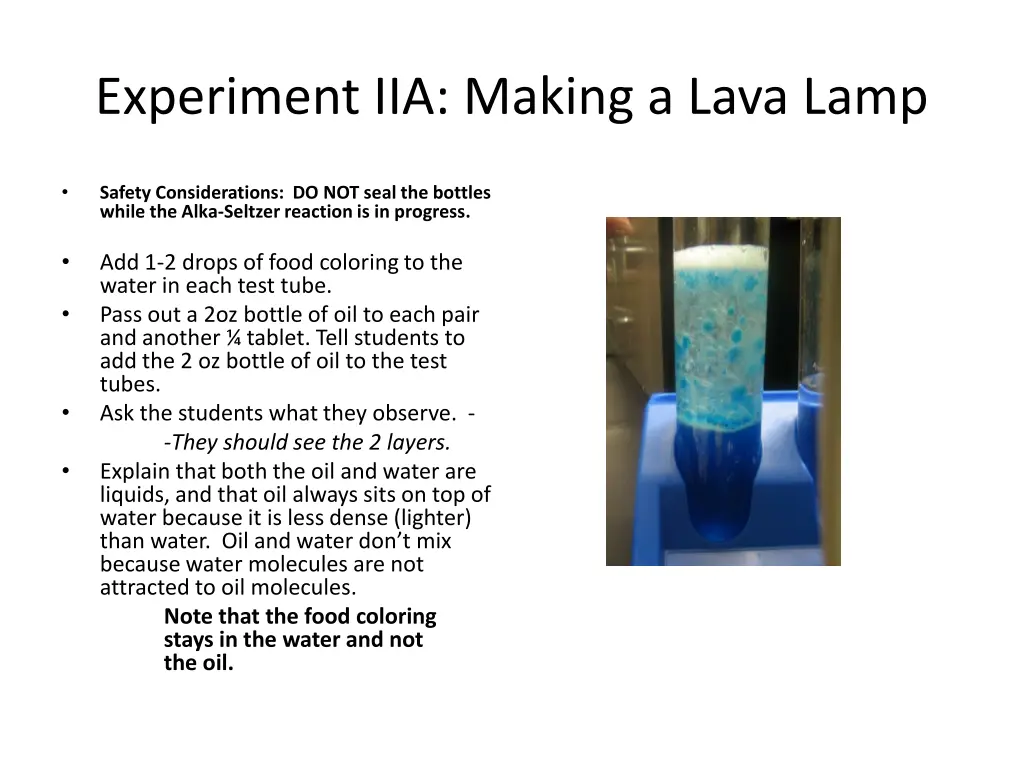 experiment iia making a lava lamp