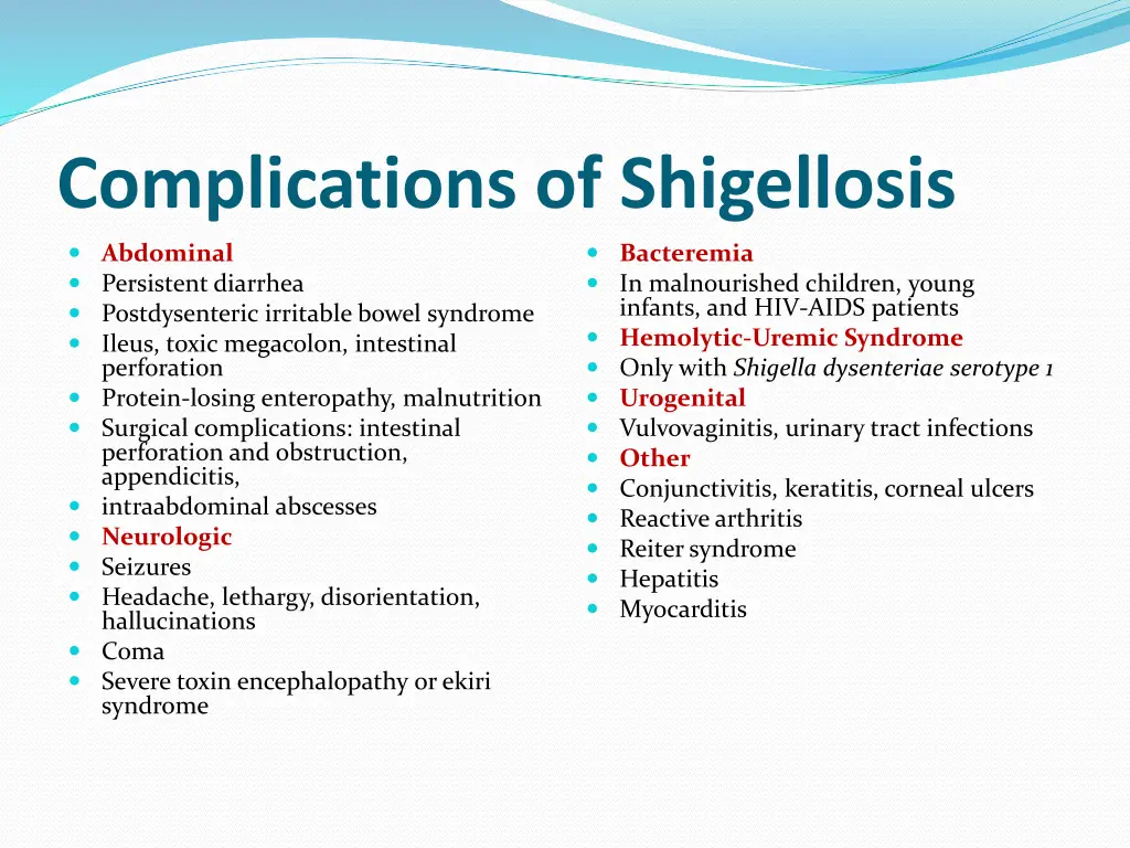 complications of shigellosis