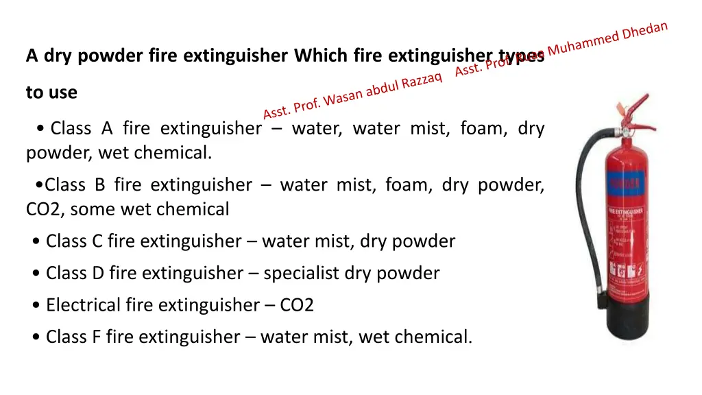 a dry powder fire extinguisher which fire