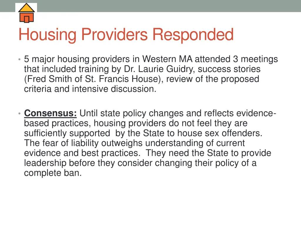 housing providers responded