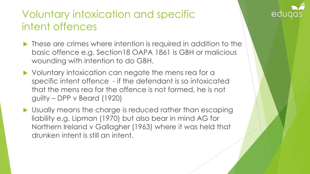 voluntary intoxication and specific intent
