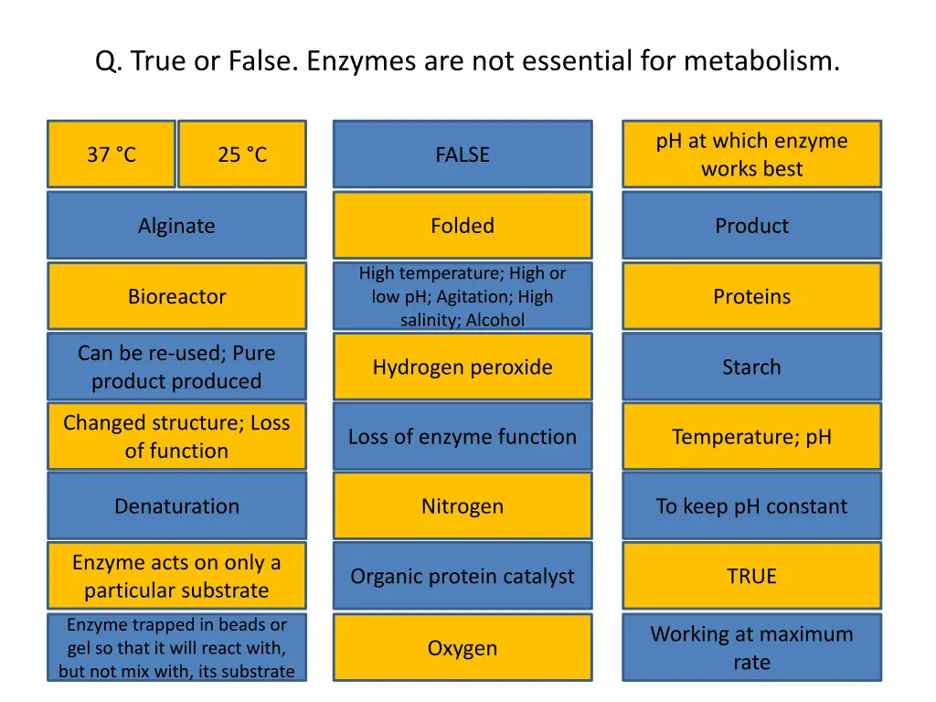 q true or false enzymes are not essential