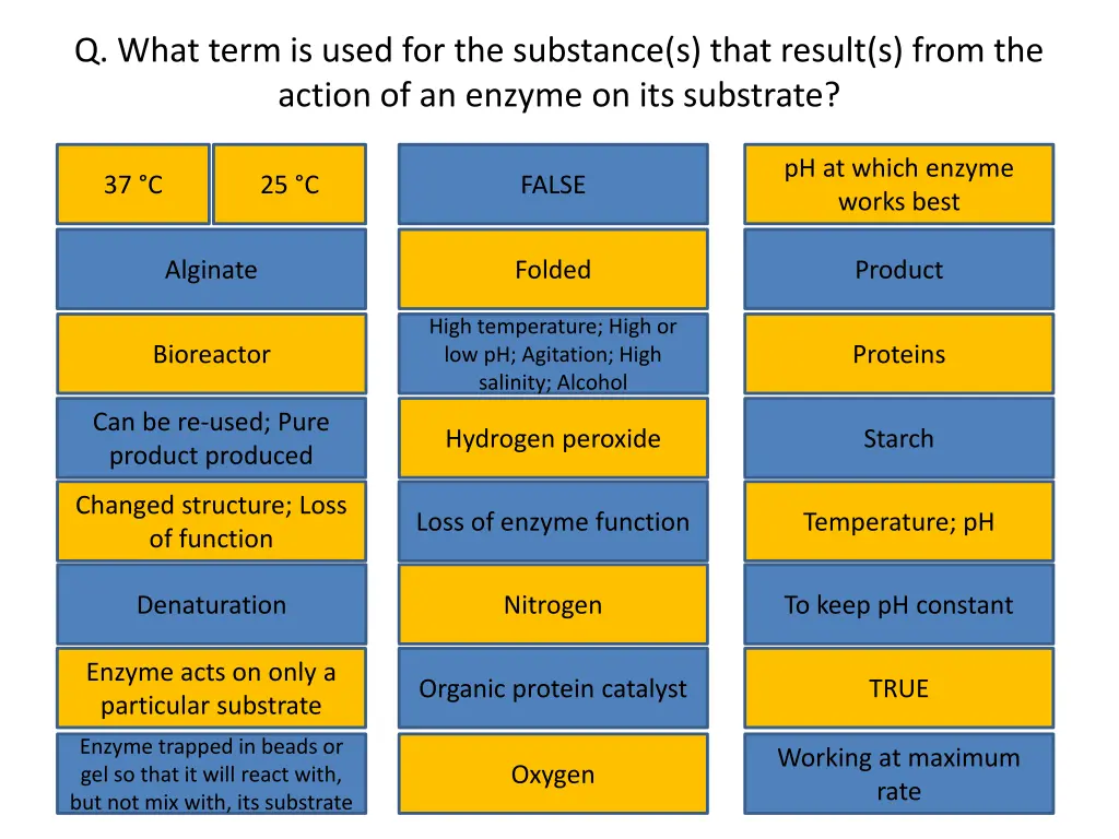 q what term is used for the substance s that