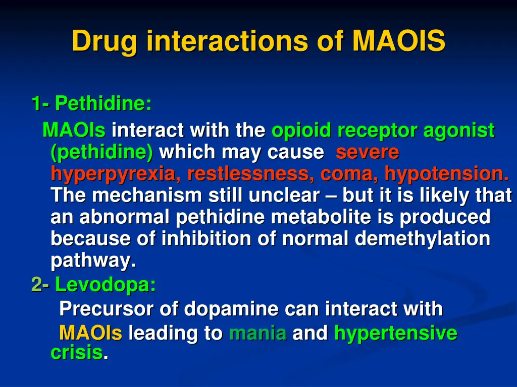 drug interactions of maois
