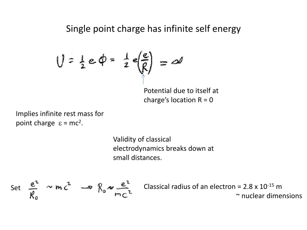single point charge has infinite self energy