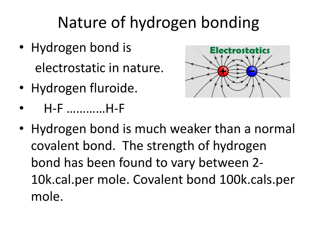 nature of hydrogen bonding hydrogen bond