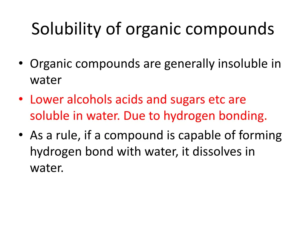 solubility of organic compounds
