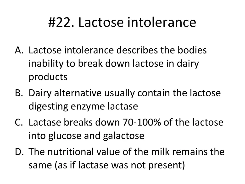 22 lactose intolerance