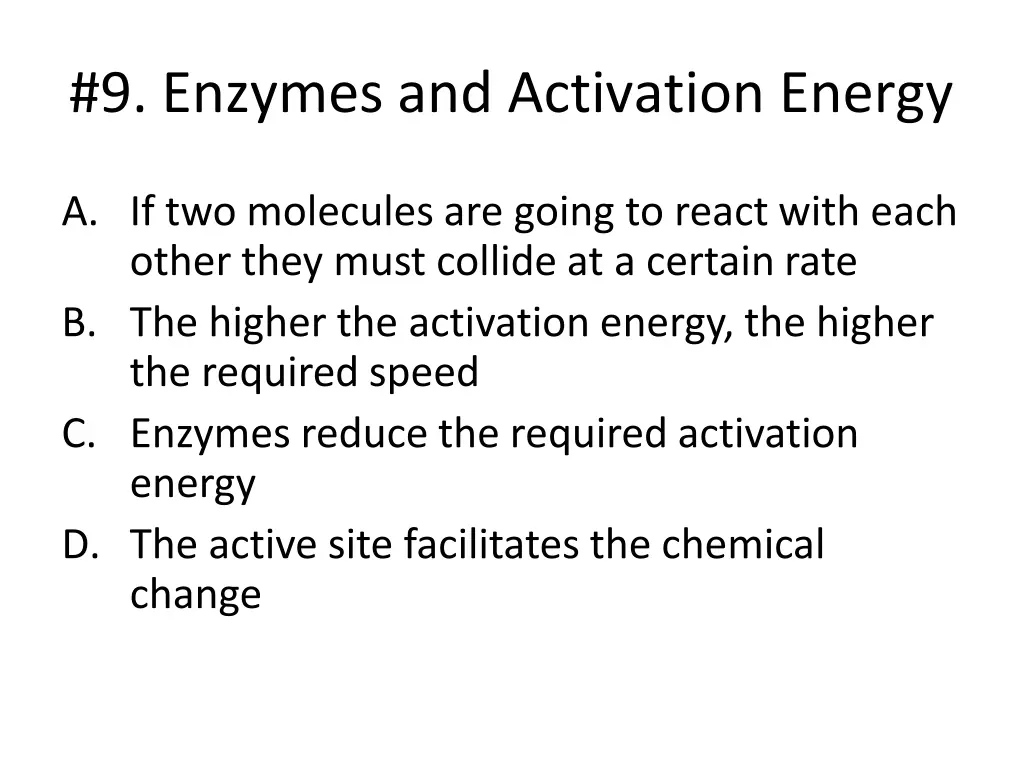 9 enzymes and activation energy