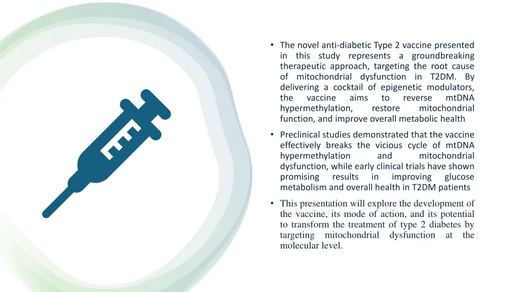 the novel anti diabetic type 2 vaccine presented